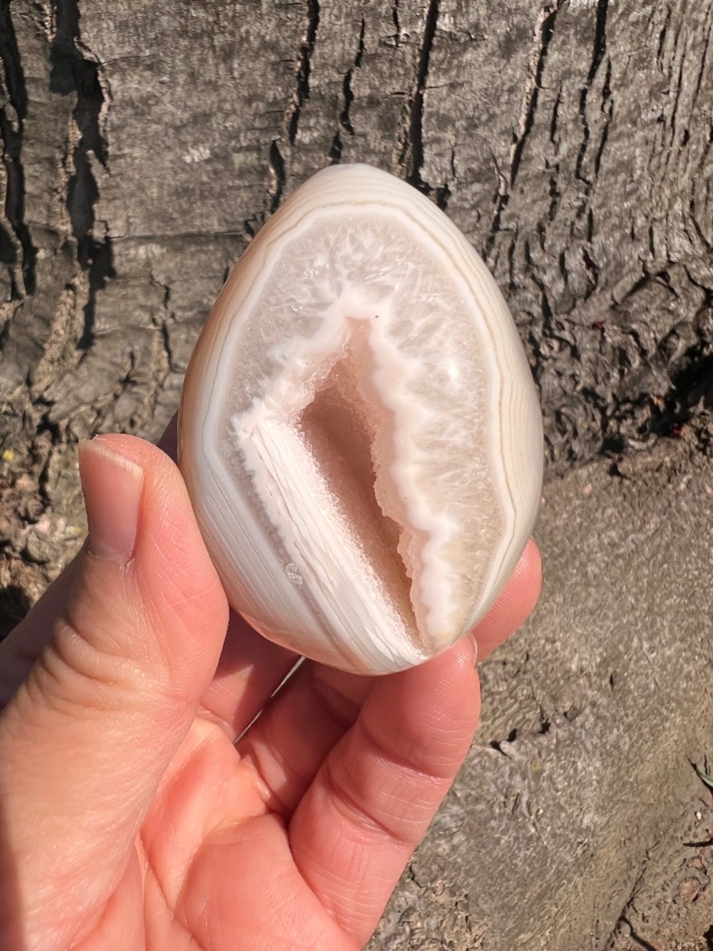 Agate (2) egg with stand | crystal